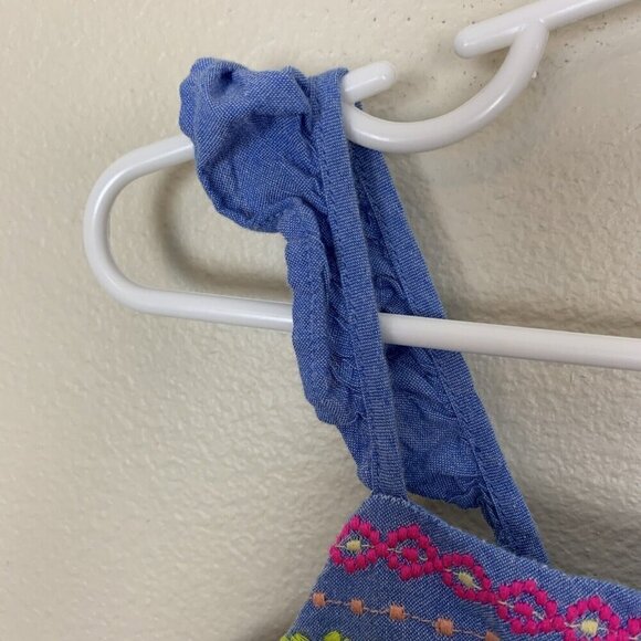 Cat & Jack Sleeveless Embroidered Chambray Tank Top Tassel Blue Pink Girls 4T - Picture 5 of 10